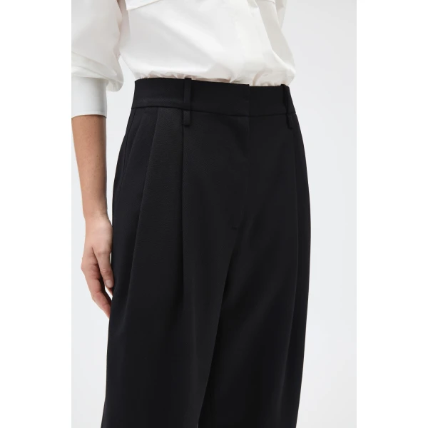 Oroton Tapered Pleat Pant Black, view 4