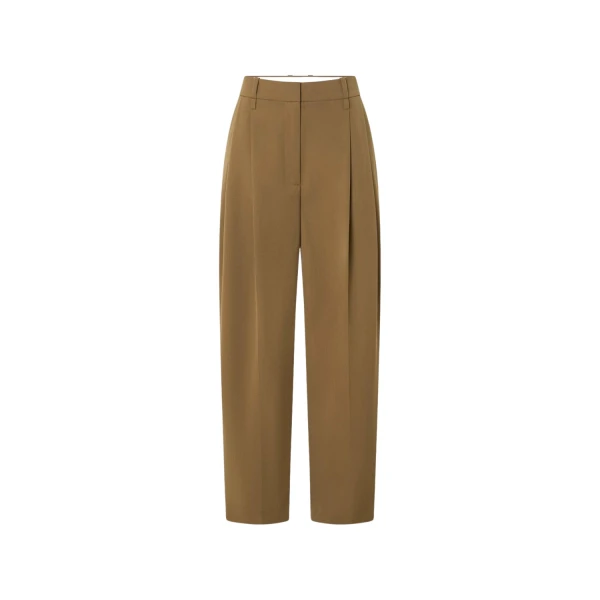 Oroton Tapered Pleat Pant Dark Rye