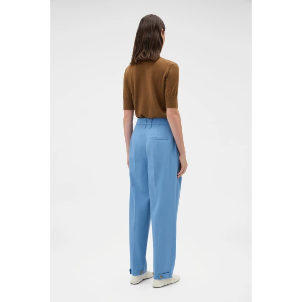 Oroton Tapered Pleat Pant Porcelain Blue, view 4