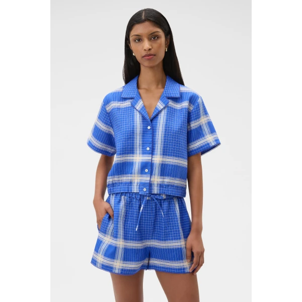 Oroton Vintage Check Short Swedish Blue, view 2