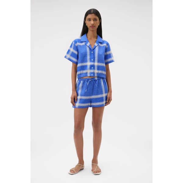 Oroton Vintage Check Short Swedish Blue, view 6