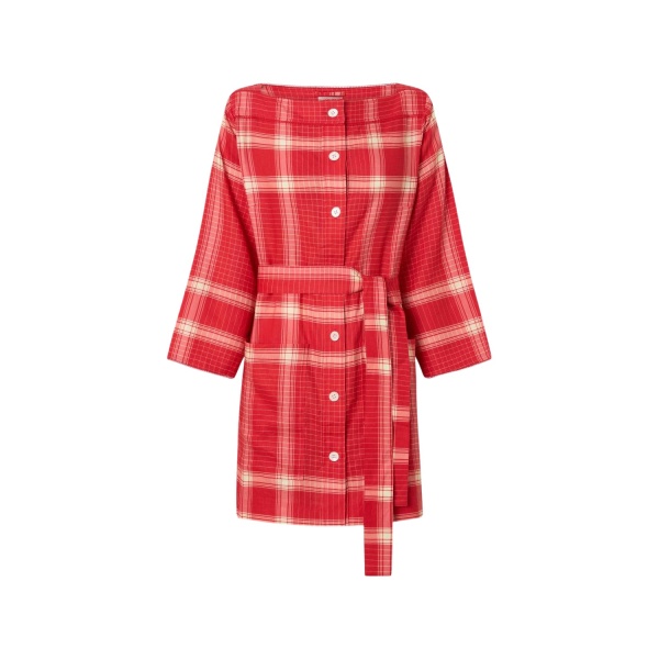 Oroton Vintage Check Tunic Dress Ribbon Red