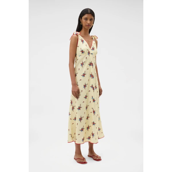Oroton Wallpaper Floral Print Dress Lemon, view 3