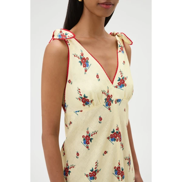 Oroton Wallpaper Floral Print Dress Lemon, view 4