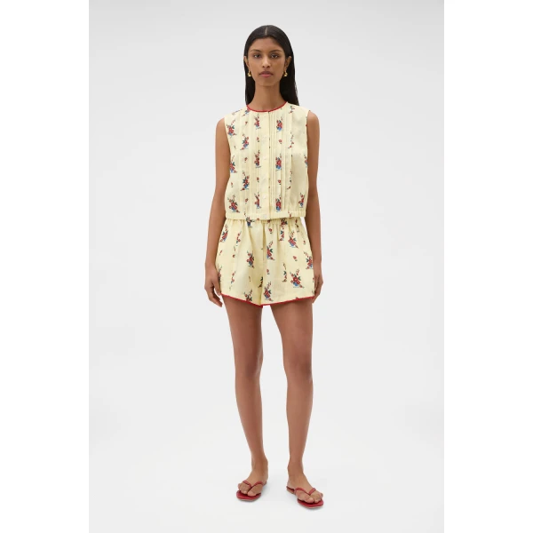 Oroton Wallpaper Floral Print Short Lemon, view 2