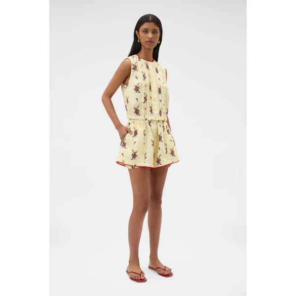 Oroton Wallpaper Floral Print Short Lemon, view 3