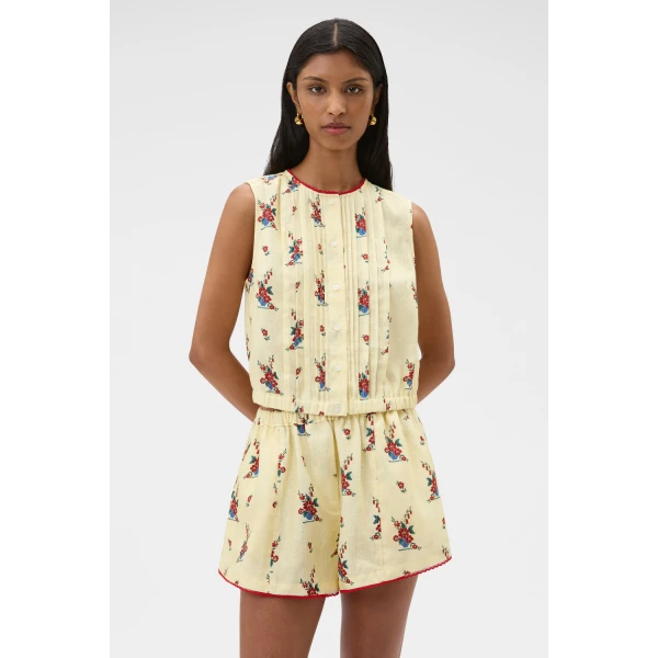 Oroton Wallpaper Floral Print Top Lemon, view 2