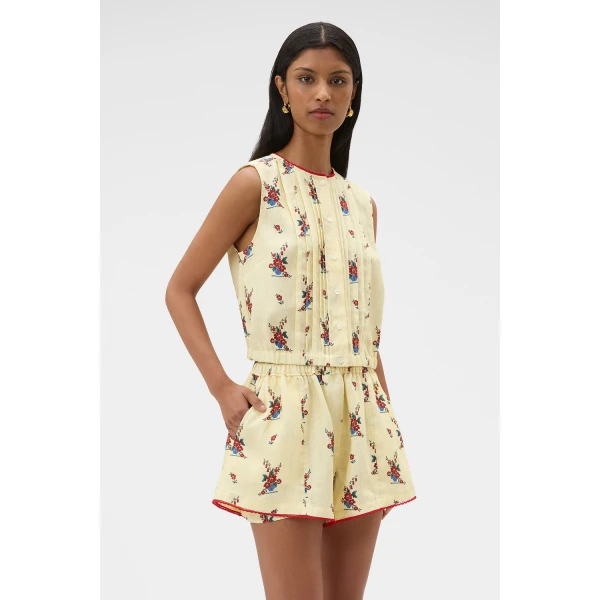 Oroton Wallpaper Floral Print Top Lemon, view 3