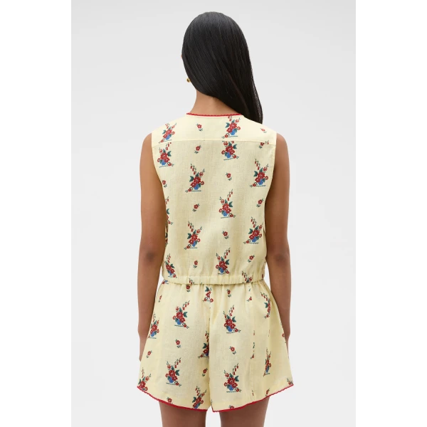 Oroton Wallpaper Floral Print Top Lemon, view 5