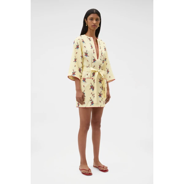 Oroton Wallpaper Floral Print Tunic Dress Lemon, view 3