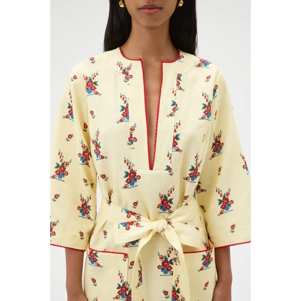 Oroton Wallpaper Floral Print Tunic Dress Lemon, view 4