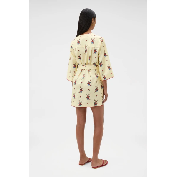 Oroton Wallpaper Floral Print Tunic Dress Lemon, view 5