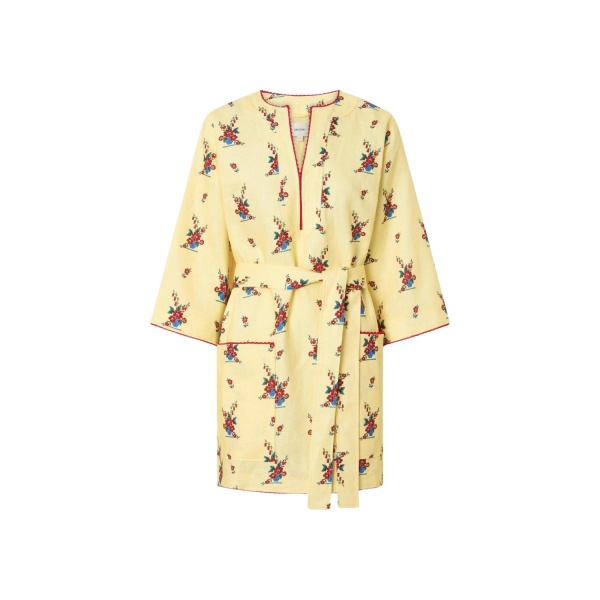 Oroton Wallpaper Floral Print Tunic Dress Lemon