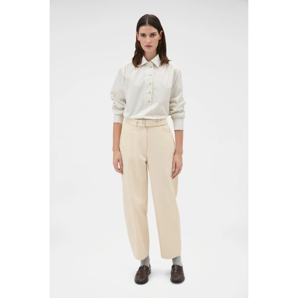 Oroton Washed Twill Barrel Leg Pant Coconut, view 2