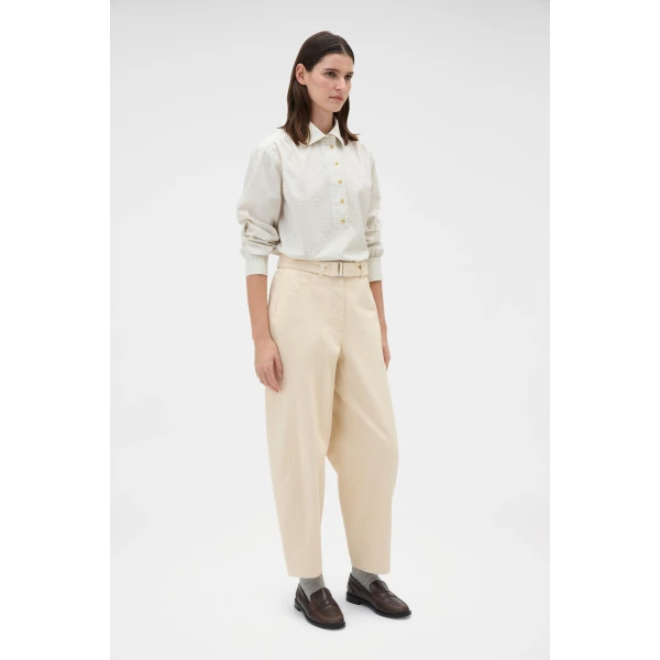 Oroton Washed Twill Barrel Leg Pant Coconut, view 3