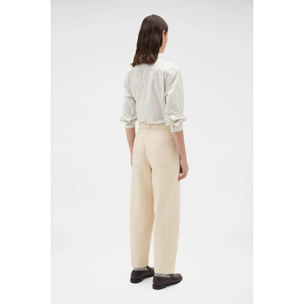 Oroton Washed Twill Barrel Leg Pant Coconut, view 5