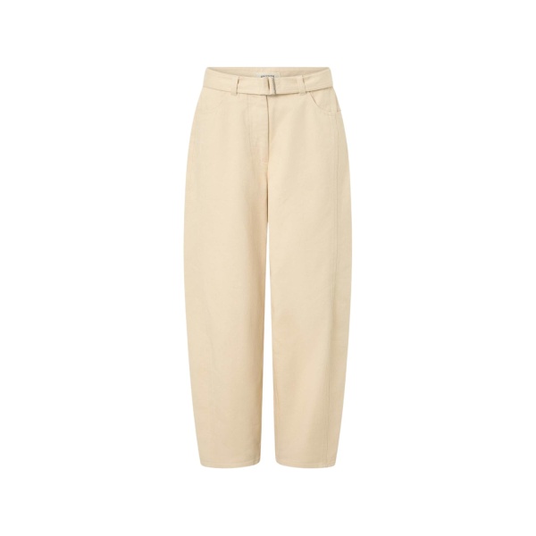 Oroton Washed Twill Barrel Leg Pant Coconut