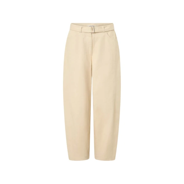 Oroton Washed Twill Barrel Leg Pant Coconut