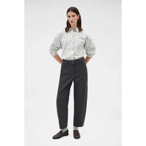 Oroton Washed Twill Barrel Leg Pant Washed Black, view 2