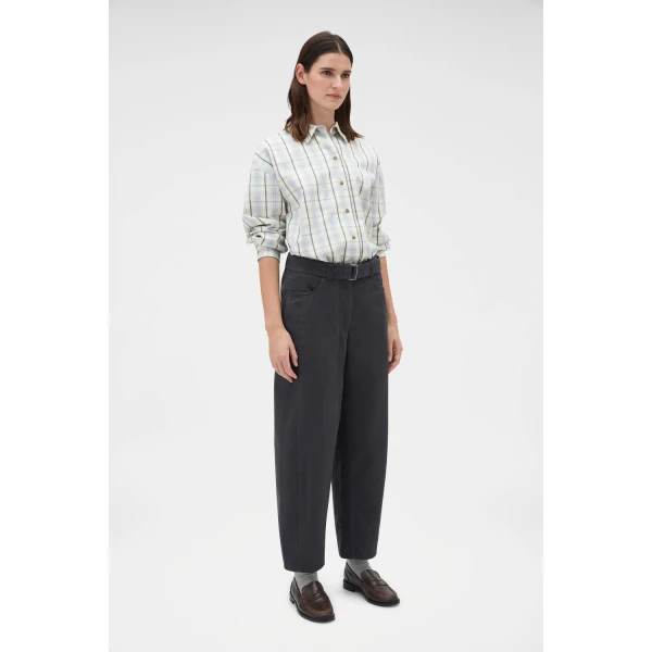 Oroton Washed Twill Barrel Leg Pant Washed Black, view 3