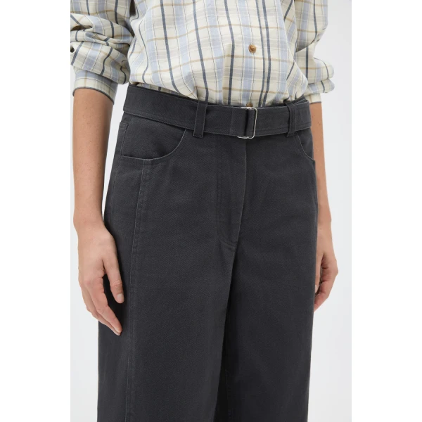 Oroton Washed Twill Barrel Leg Pant Washed Black, view 4