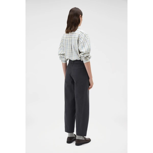 Oroton Washed Twill Barrel Leg Pant Washed Black, view 5