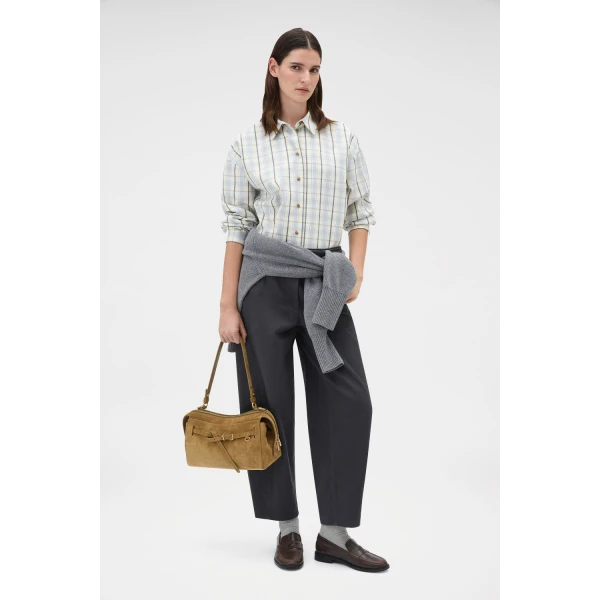 Oroton Washed Twill Barrel Leg Pant Washed Black, view 6