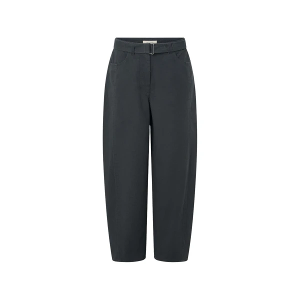 Oroton Washed Twill Barrel Leg Pant Washed Black