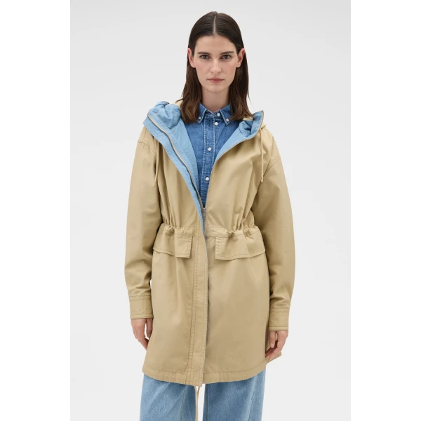 Oroton Washed Twill Parka Soft Camel Coat, view 2