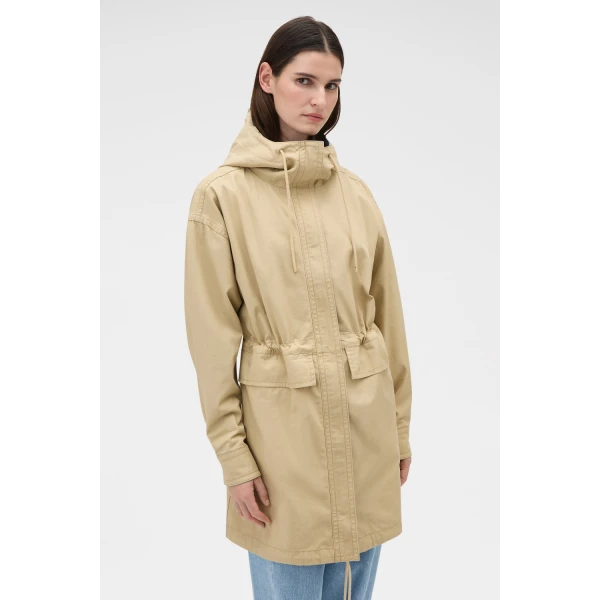 Oroton Washed Twill Parka Soft Camel Coat, view 3