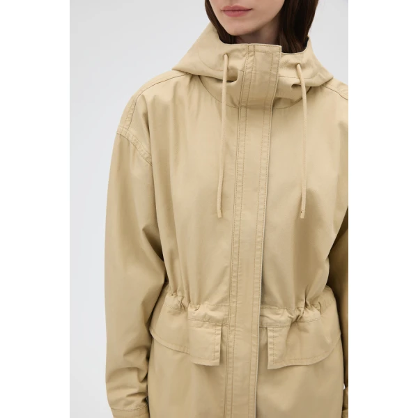 Oroton Washed Twill Parka Soft Camel Coat, view 4