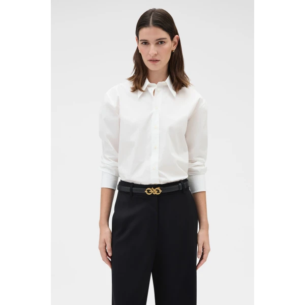 Oroton Wren Poplin Shirt Antique White, view 2