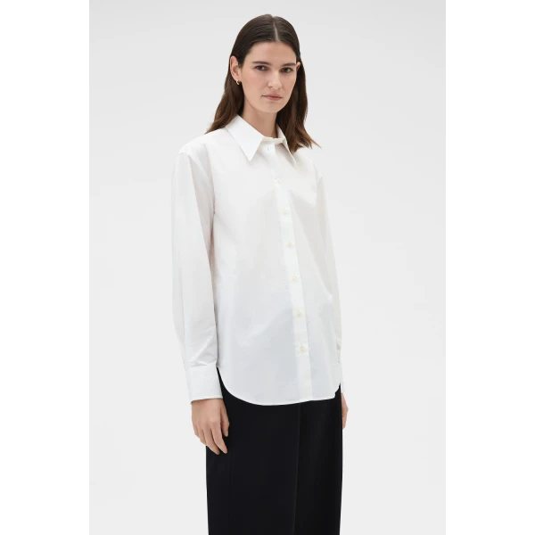 Oroton Wren Poplin Shirt Antique White, view 3