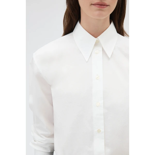 Oroton Wren Poplin Shirt Antique White, view 4