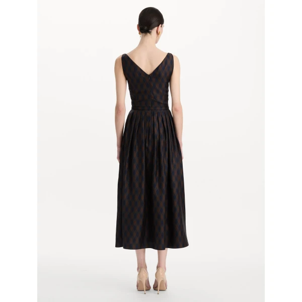 Oscar de la Renta Argyle Silk Twill Dress, view 2