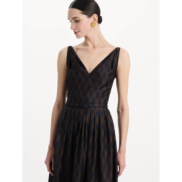 Oscar de la Renta Argyle Silk Twill Dress, view 4