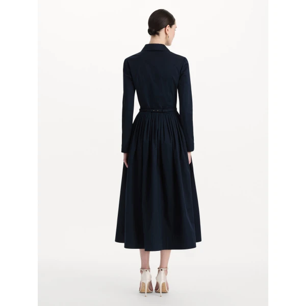 Oscar de la Renta Bow Belt Cotton Stretch Twill Dress, view 2
