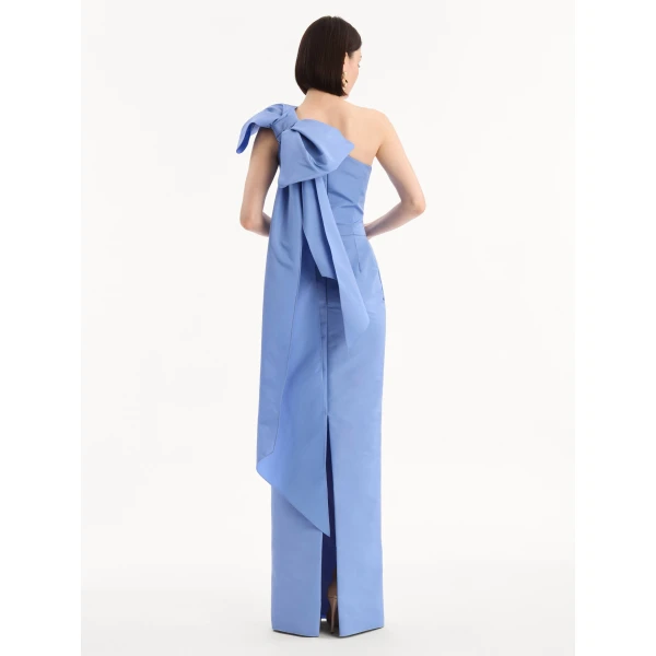 Oscar de la Renta Bow-Detail Faille Column Gown, view 2