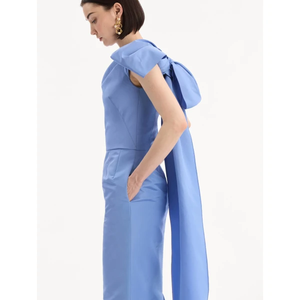 Oscar de la Renta Bow-Detail Faille Column Gown, view 4