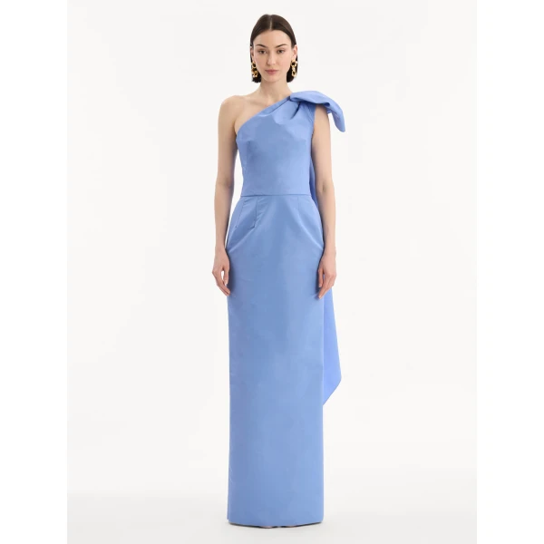 Oscar de la Renta Bow-Detail Faille Column Gown, view 5