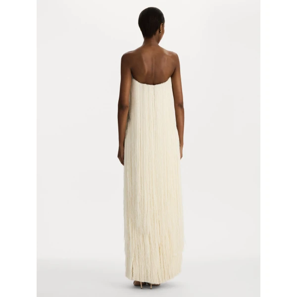 Oscar de la Renta Chiné Dominican Mixed-Floral Beaded Fringe Dress, view 2