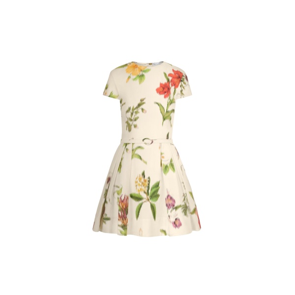 Oscar de la Renta Chiné Dominican Mixed-Floral Cotton Poplin Dress