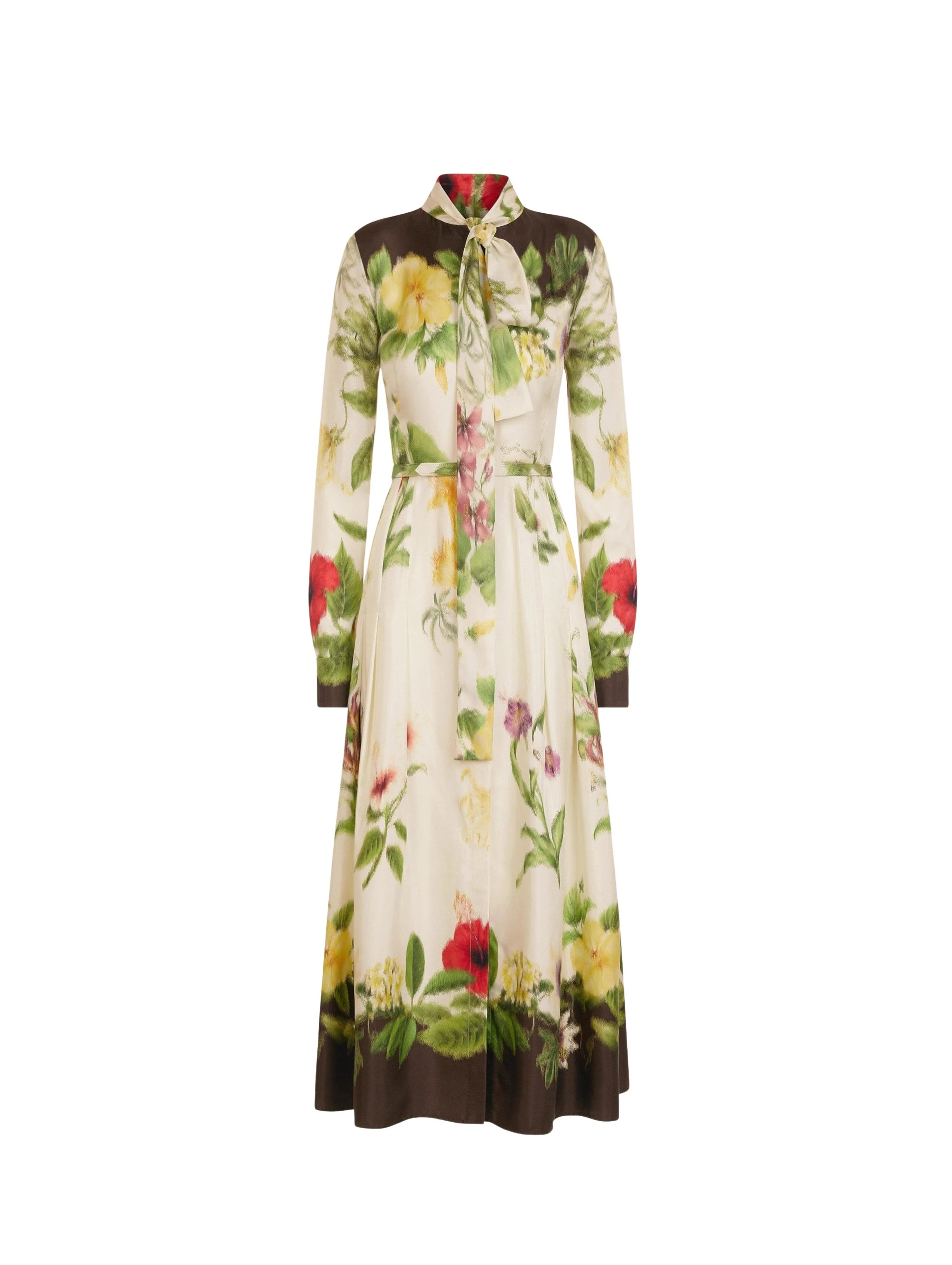 Oscar-de-la-Renta-Chine-Dominican-Mixed-Floral-Silk-Twill-Dress26147_nobg Oscar de la Renta Chiné Dominican Mixed-Floral Silk Twill Dress