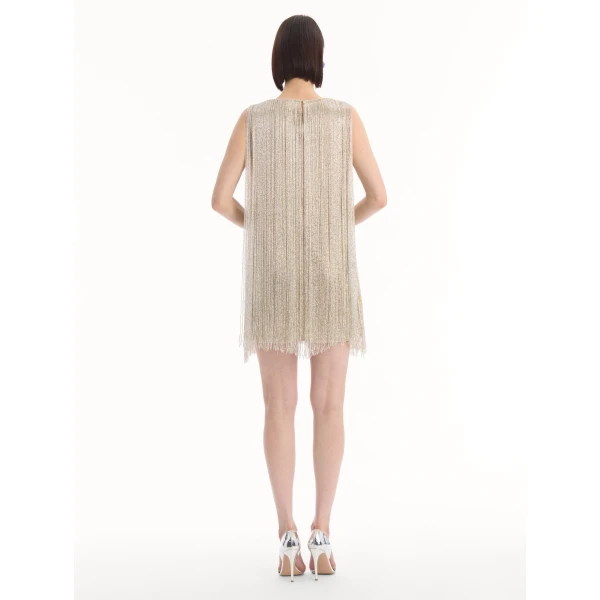 Oscar de la Renta Chiné Hibiscus Beaded Fringe Shift Dress, view 2