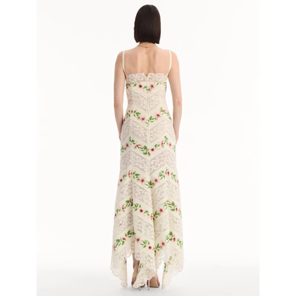 Oscar de la Renta Chiné Hibiscus Striped Cotton Poplin Dress, view 2