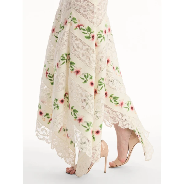 Oscar de la Renta Chiné Hibiscus Striped Cotton Poplin Dress, view 4