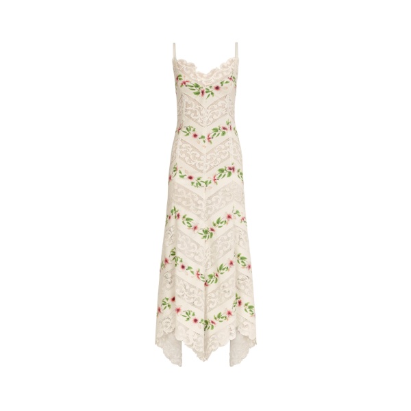 Oscar de la Renta Chiné Hibiscus Striped Cotton Poplin Dress - Dresses - American Luxury Evening Wear at Luxury Shoes 