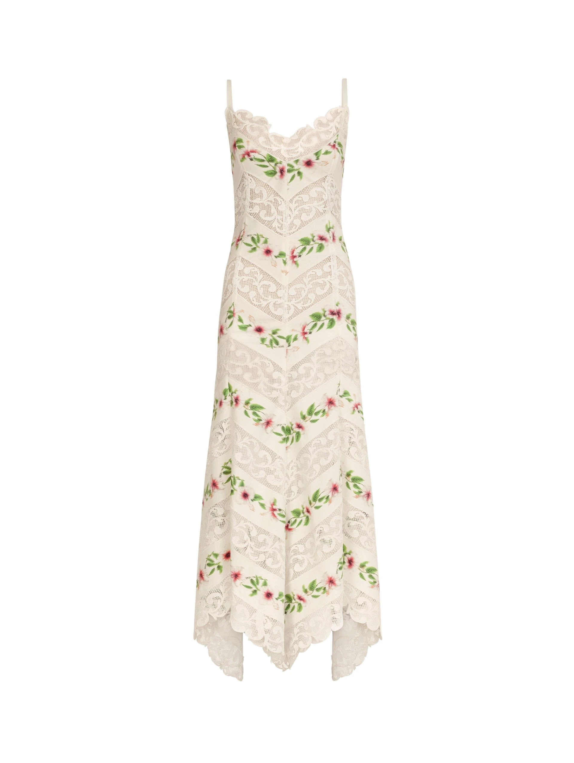 Oscar de la Renta Chiné Hibiscus Striped Cotton Poplin Dress