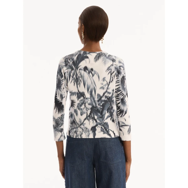Oscar de la Renta Chiné Palm Leaves Cardigan, view 2