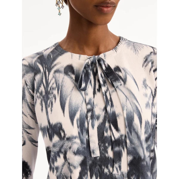 Oscar de la Renta Chiné Palm Leaves Cardigan, view 4